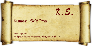 Kumer Sára névjegykártya